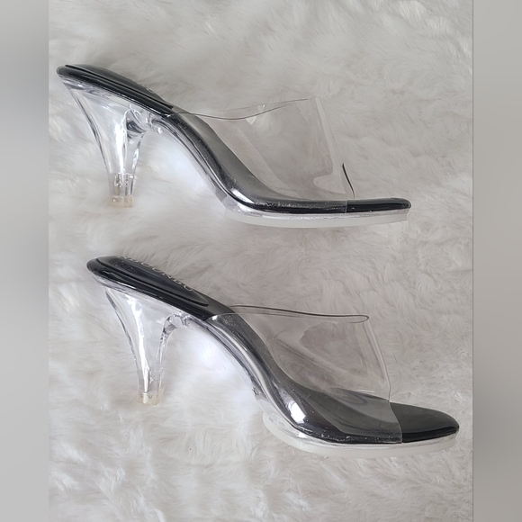 NBUUNBU - Women's Silver Clear Heels Transparent Strapless Sexy Stilletos, Sz 5 - Picture 6 of 15